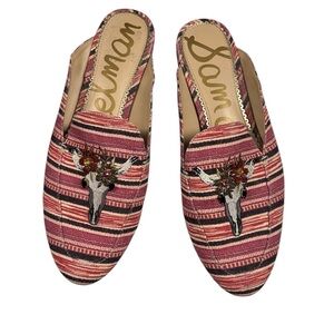 SAM EDELMAN MULE SLIDES - Bull Skull- cranberry color